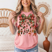 Christmas Plaid Bow & Holiday Charms Graphic Tee