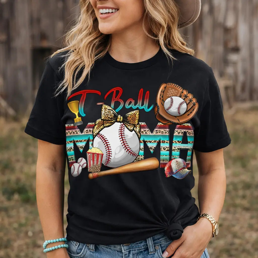 T-Ball Mama Graphic Tee | Baseball Mom Shirt | Softstyle Baseball Mom T-Shirt K's Krafty Barn