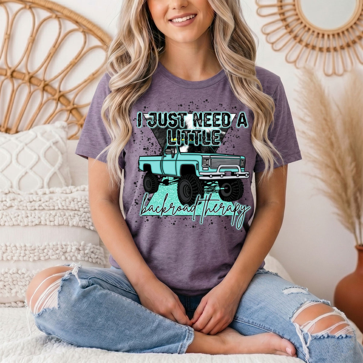 Backroad Therapy Turquoise Truck Graphic Tee