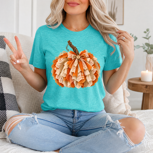 Rustic Lace & Ribbon Pumpkin Graphic Tee
