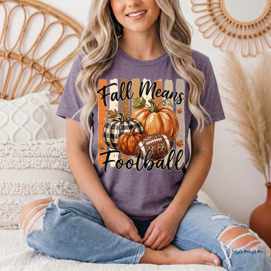 Fall Means Football Pumpkin Graphic Tee
