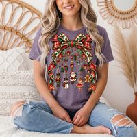 Christmas Plaid Bow & Holiday Charms Graphic Tee