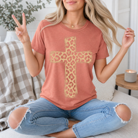 Leopard Print Cross Christian Graphic Tee
