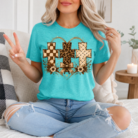 Christian Cross Trio Floral & Bow Graphic Tee