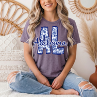 Alabama Blue Floral AL Graphic Tee
