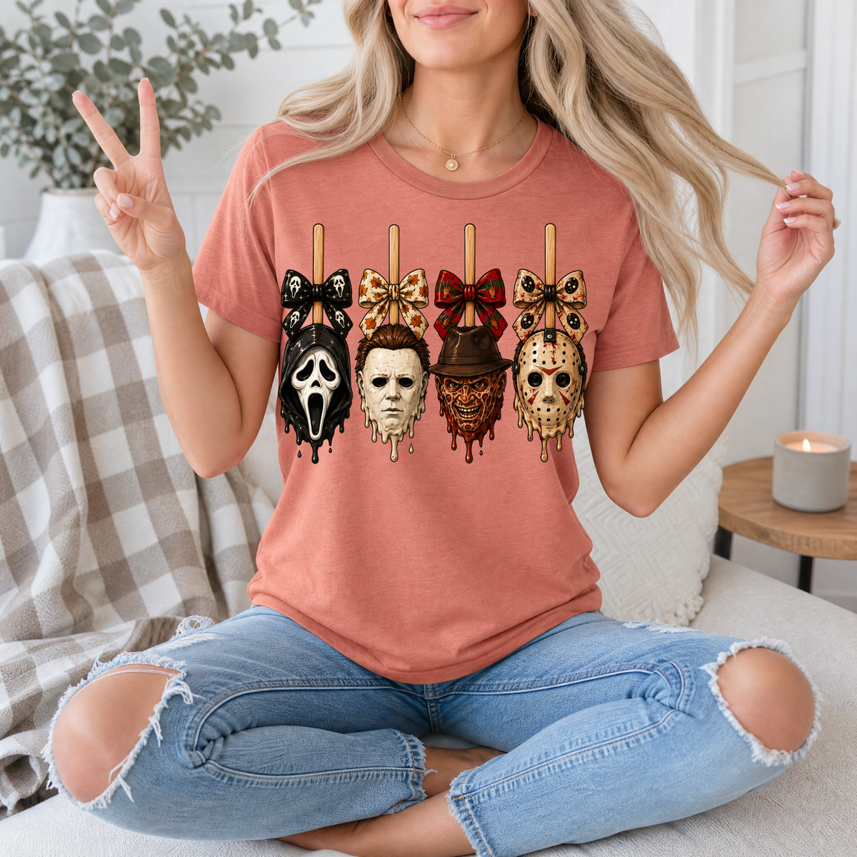 Horror on Sticks Halloween Bow Graphic Tee