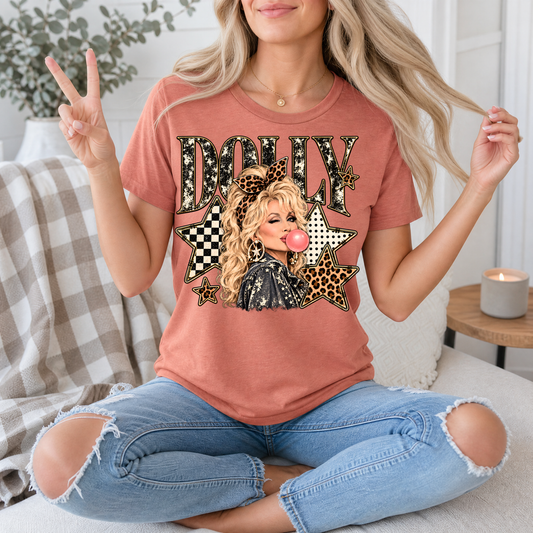 Dolly Bubblegum & Leopard Bow Vintage Graphic Tee