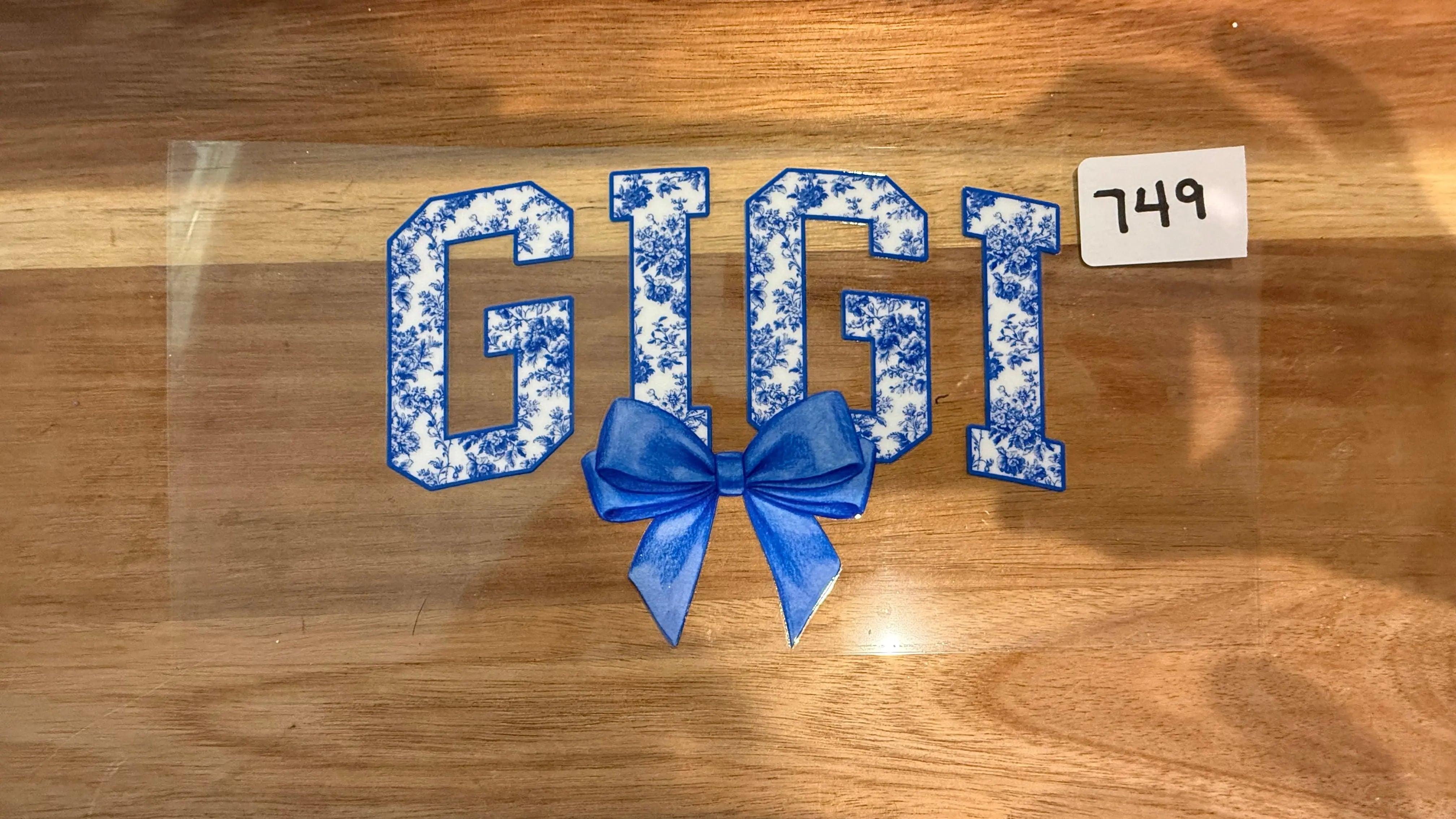 #748 GiGi with blue bow K's Krafty Barn