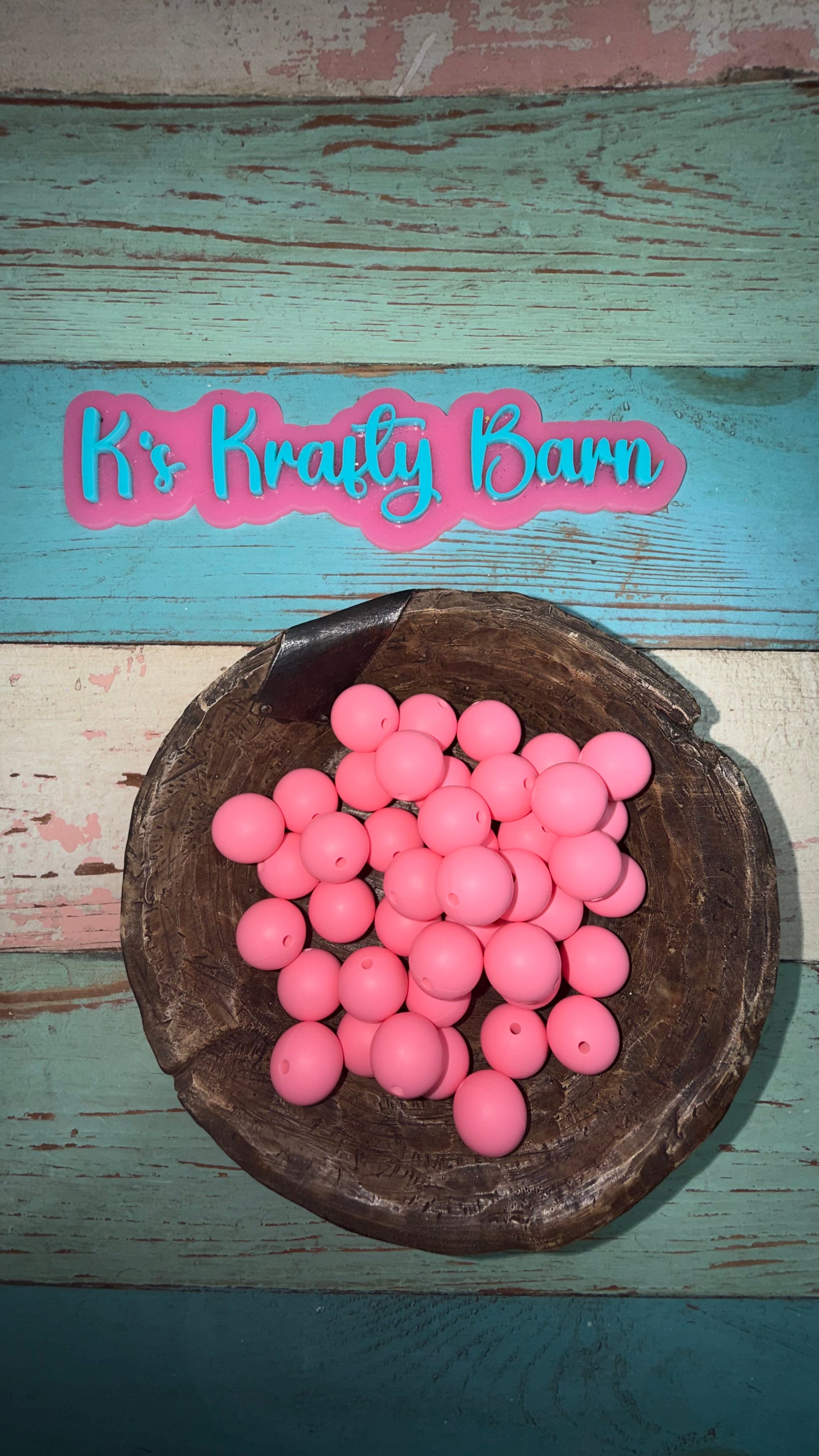 15mm Solid Silicone Beads- Bubblegum Pink