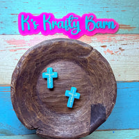 Silicone Focal Bead- Teal cross with white Jesus K's Krafty Barn