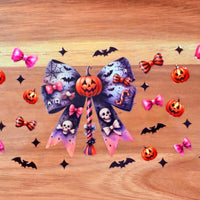 #517 Pumpkin & Skull pink bows K's Krafty Barn