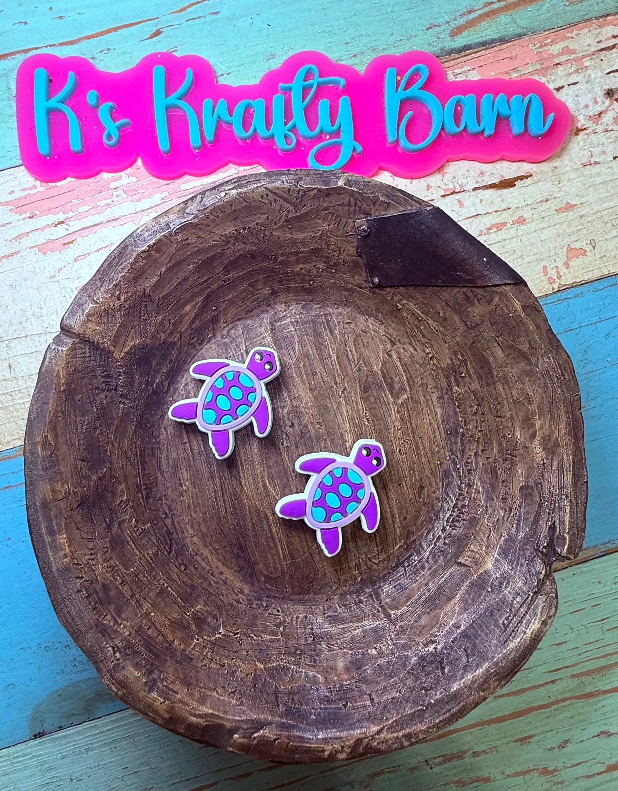 Silicone Focal Bead-Purple spotted turtle K's Krafty Barn