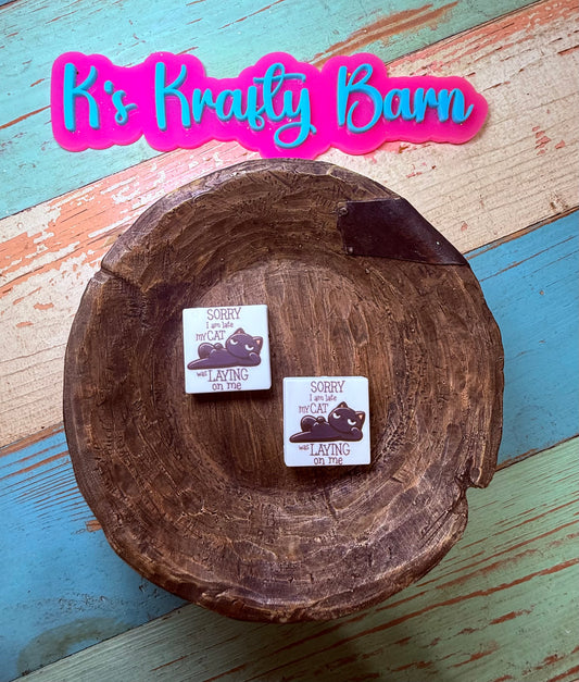 Wholesale Silicone Focal Bead- Sorry I'm late my cat was laying on me