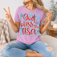 God Bless The USA Cheetah Blue Premium Graphic Tee
