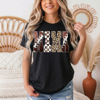 Mama Football & Leopard Mixed Print Graphic Tee