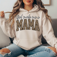 God Made Me a Mama Leopard Print Graphic Hoodie