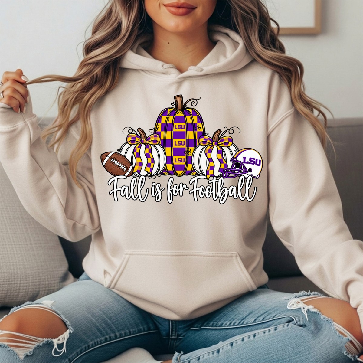 LSU Fall Is for Football Pumpkin Graphic Hoodie