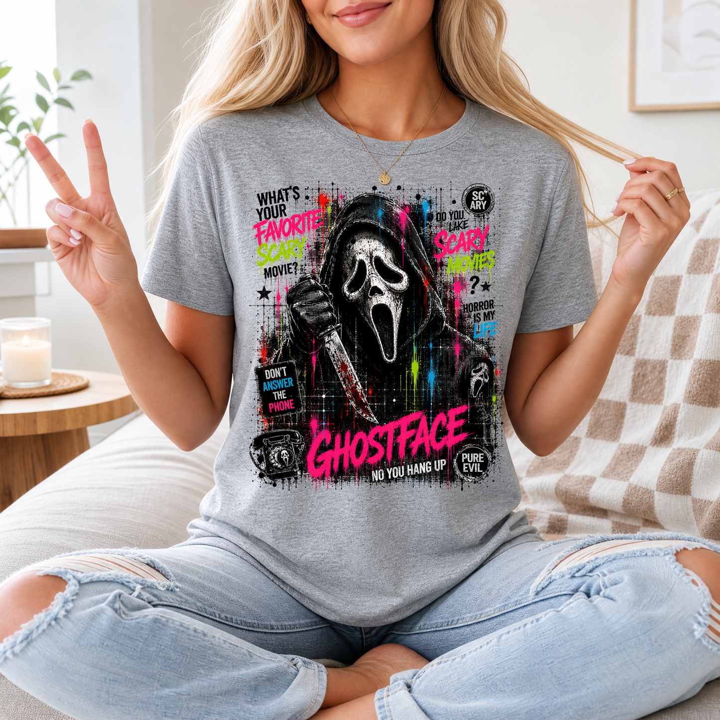 Ghostface Scary Movie Premium Graphic Tee