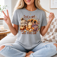 Just a Girl Who Loves Fall Football Premium Graphic Tee