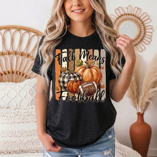Fall Means Football Pumpkin Graphic Tee