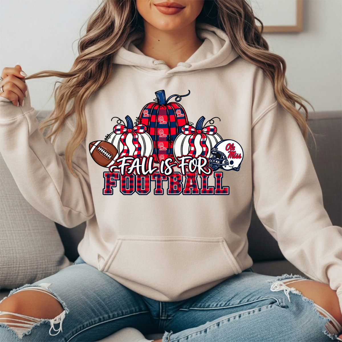 Ole Miss Fall Is for Football Pumpkin Graphic Hoodie