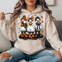Fall Ducks in Boots & Orange Bow Graphic Hoodie