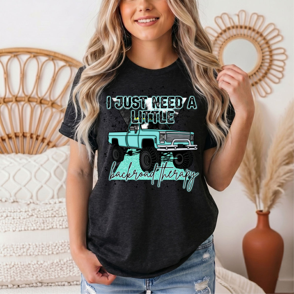 Backroad Therapy Turquoise Truck Graphic Tee