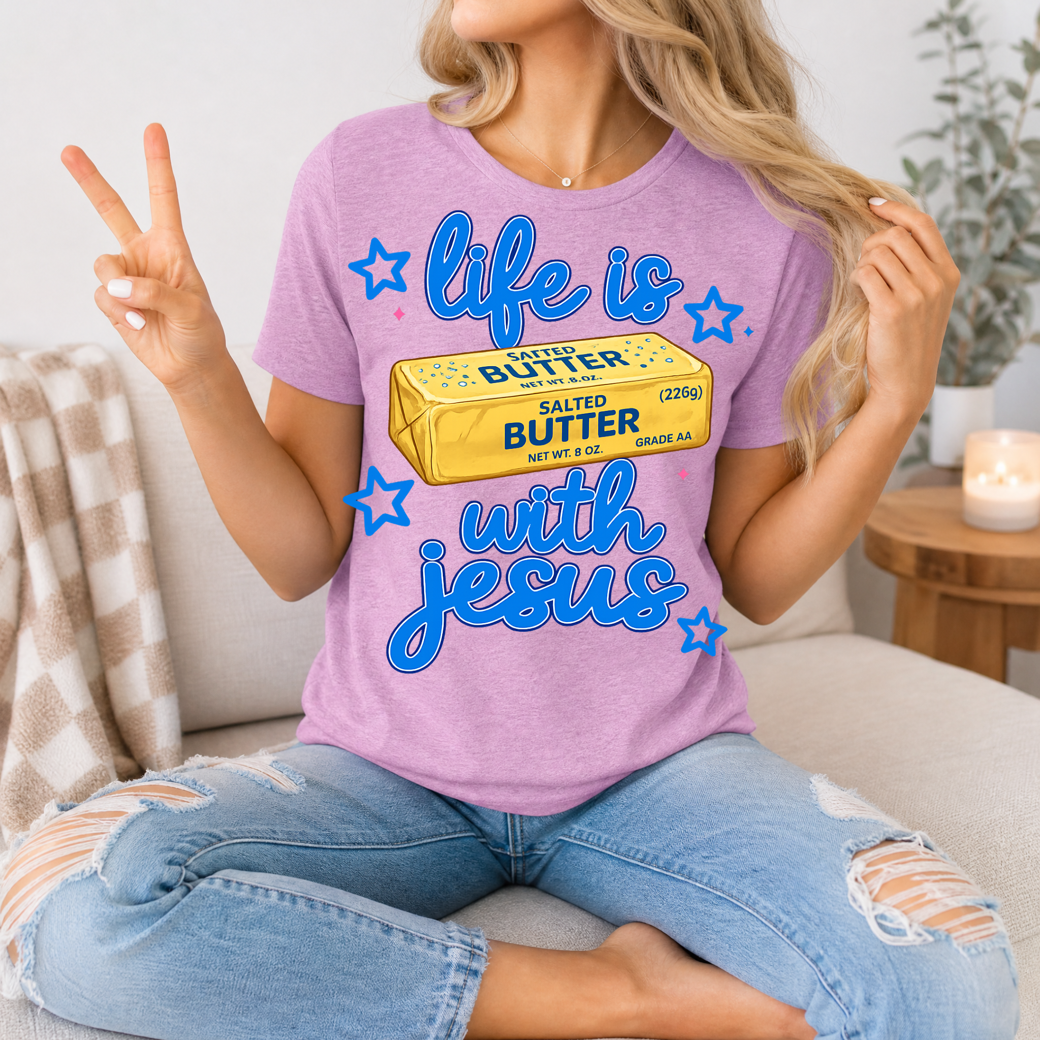 Life Is Butter With Jesus Premium Graphic Tee