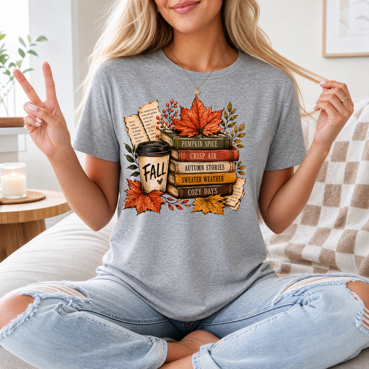 Fall & Bookish Cozy Premium Graphic Tee