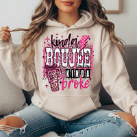 Kinda Boujee Kinda Broke Pink Leopard Graphic Hoodie