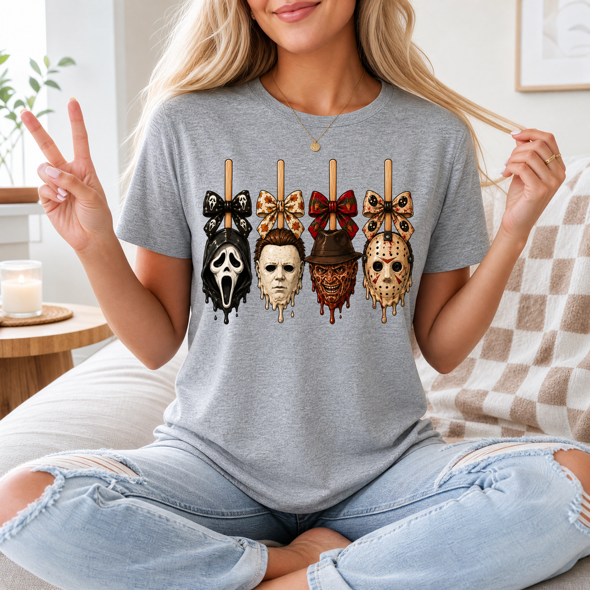Horror on Sticks Halloween Bow Graphic Tee