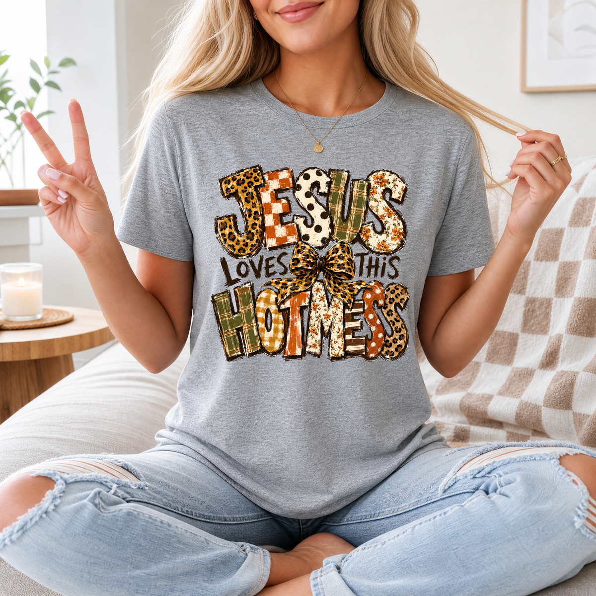 Jesus Loves This Hot Mess Christian Graphic Tee