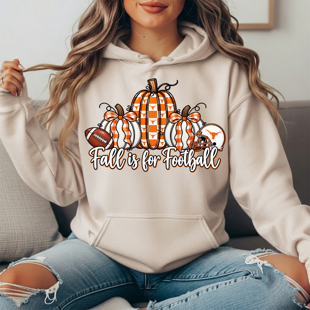 Texas Longhorns Fall Is for Football Pumpkin Graphic Hoodie
