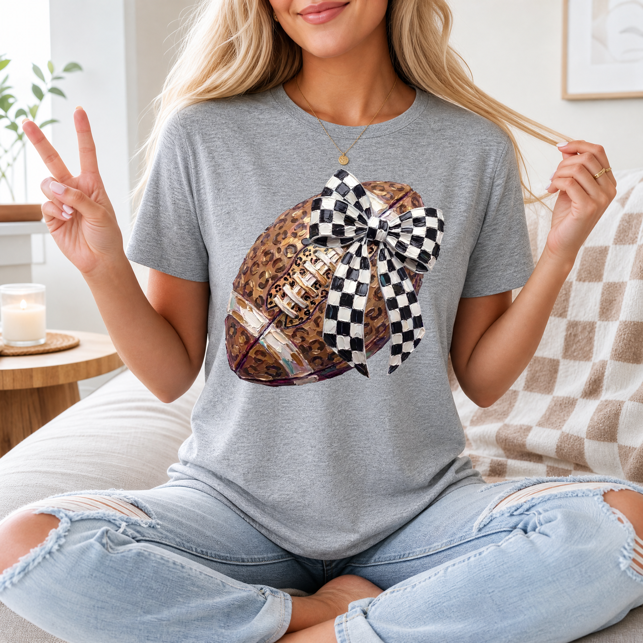 Leopard Painted Football Premium Graphic Tee