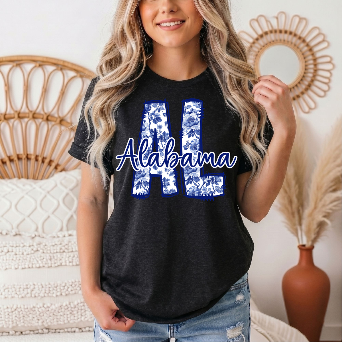 Alabama Blue Floral AL Graphic Tee