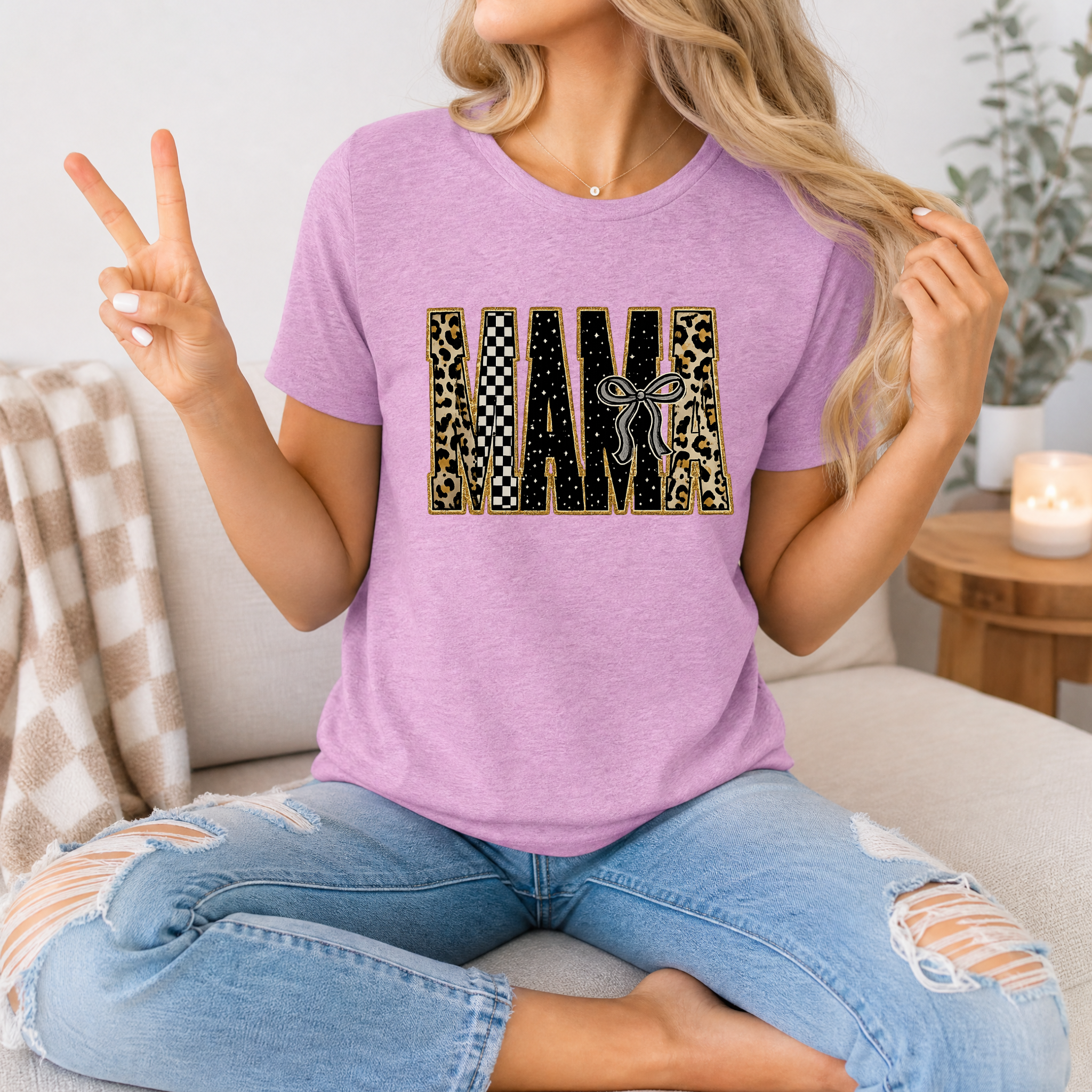 Mama Mixed Pattern Premium Graphic Tee