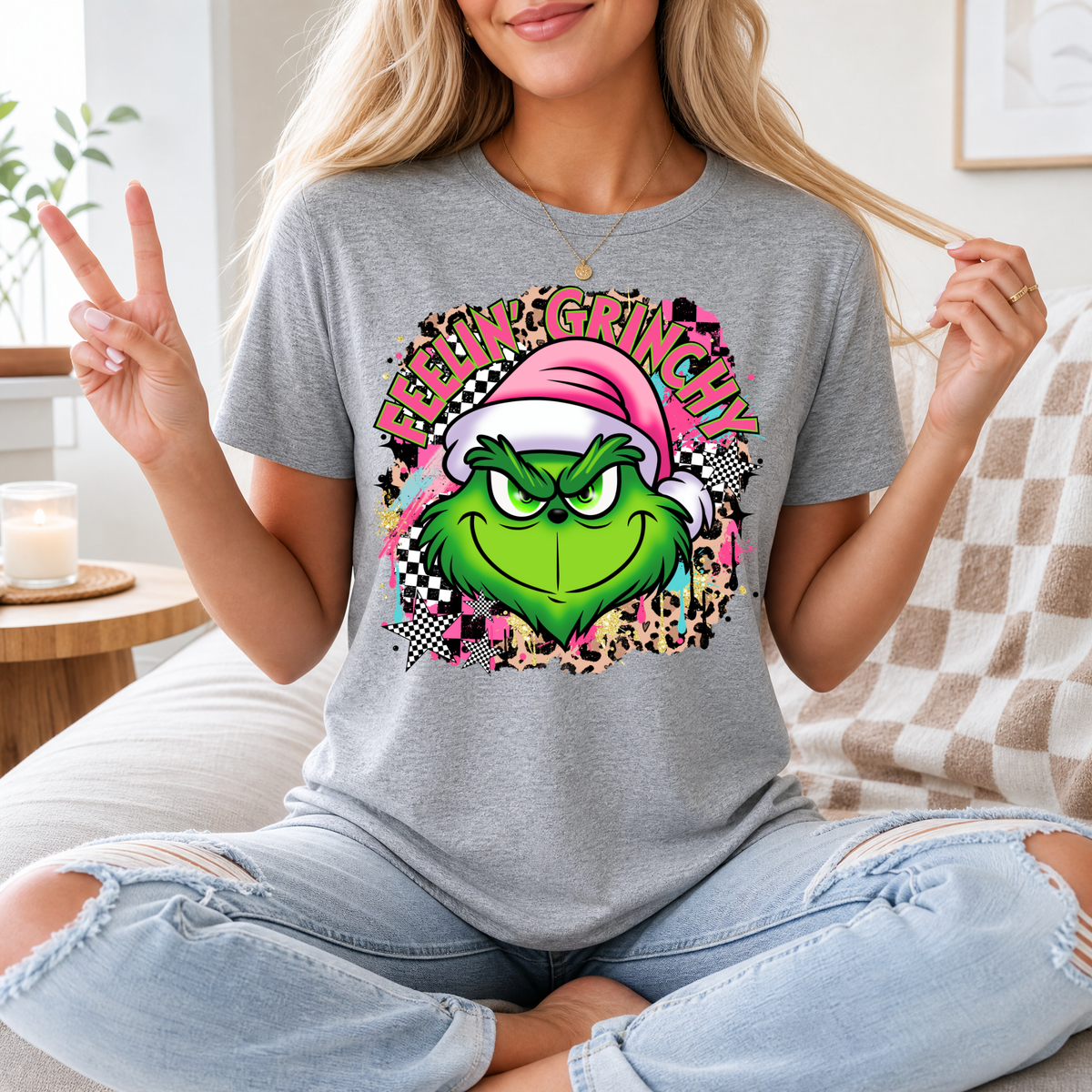 Feelin' Grinchy Christmas Premium Graphic Tee