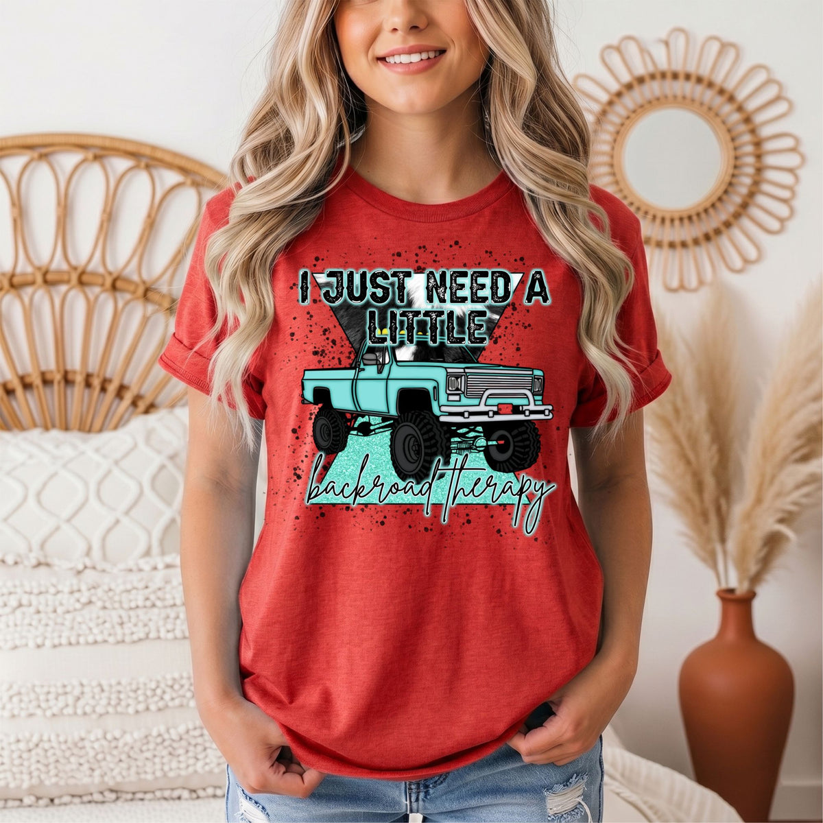 Backroad Therapy Turquoise Truck Graphic Tee