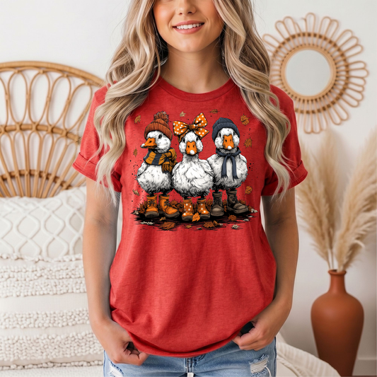 Autumn Duck Trio Boots & Bow Graphic Tee