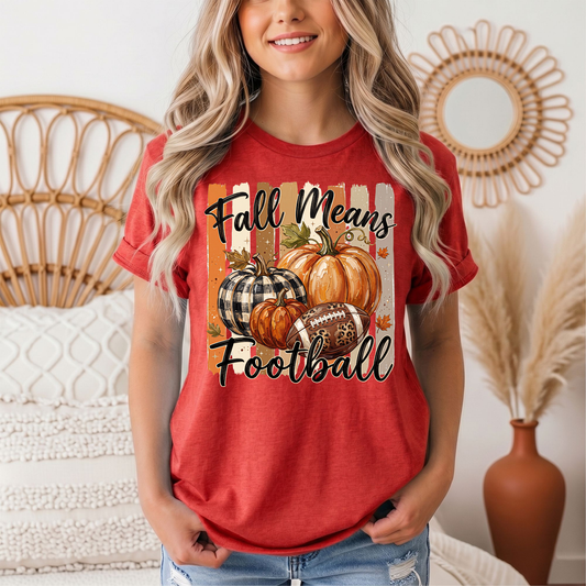 Fall Means Football Pumpkin Graphic Tee