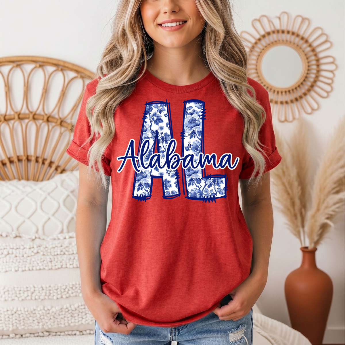 Alabama Blue Floral AL Graphic Tee