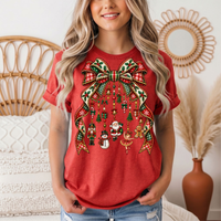 Christmas Plaid Bow & Holiday Charms Graphic Tee