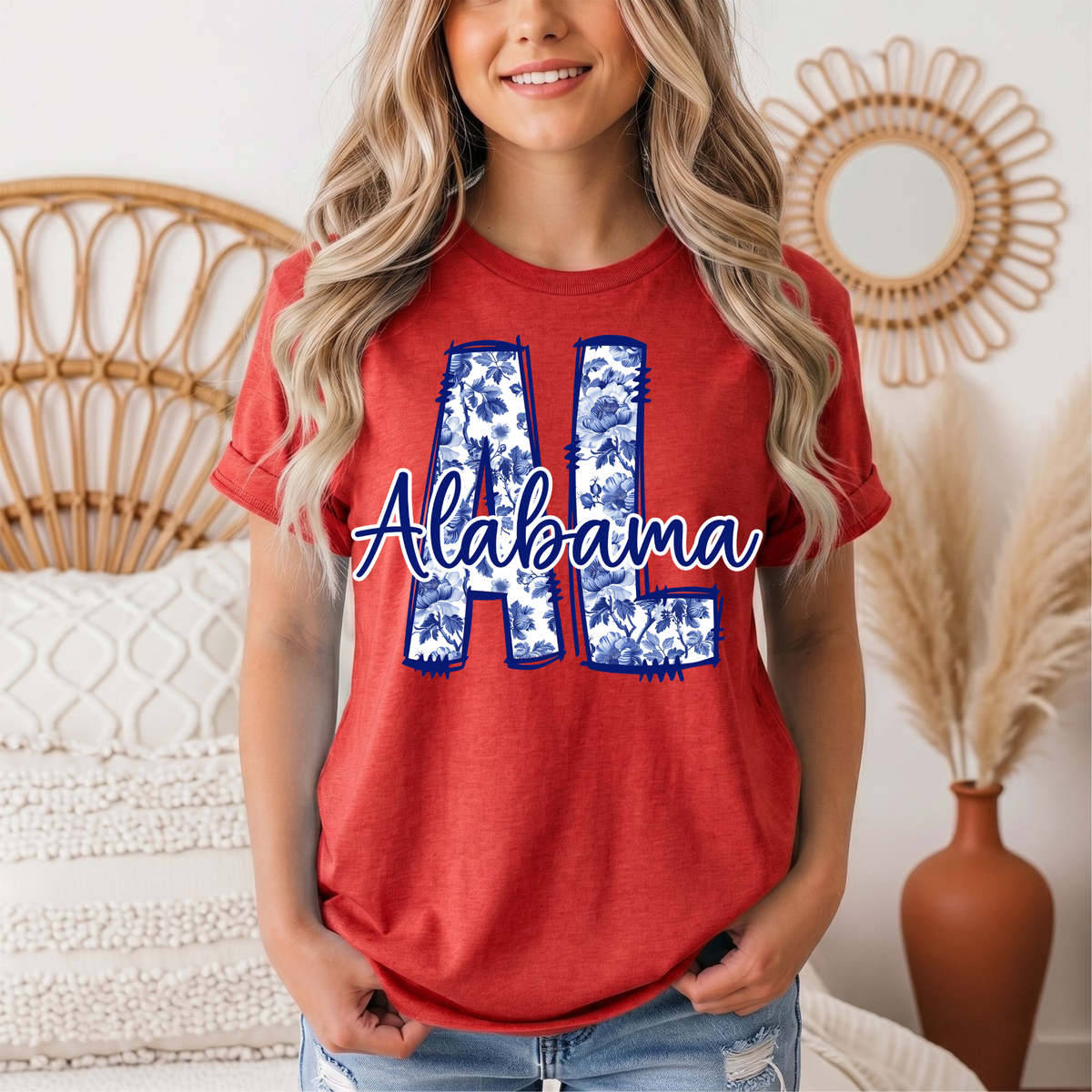 Alabama Blue Floral AL Graphic Tee