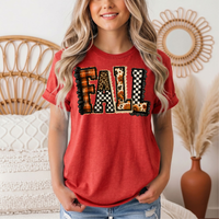 Fall Plaid Leopard & Floral Patchwork Graphic Tee