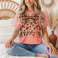Christmas Plaid Bow & Holiday Charms Graphic Tee