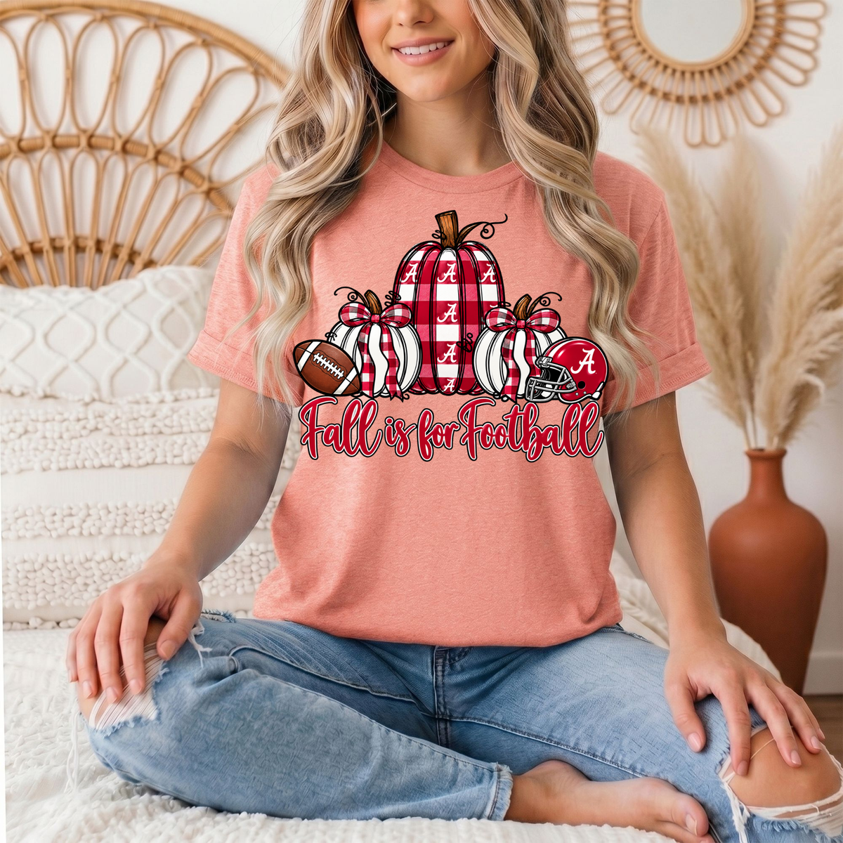 Fall Is for Football Alabama Pumpkin Graphic Tee