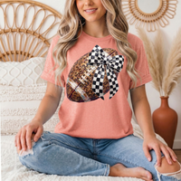 Leopard Football & Checkerboard Bow Graphic Tee