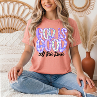 God Is Good All the Time Purple Bow Graphic Tee