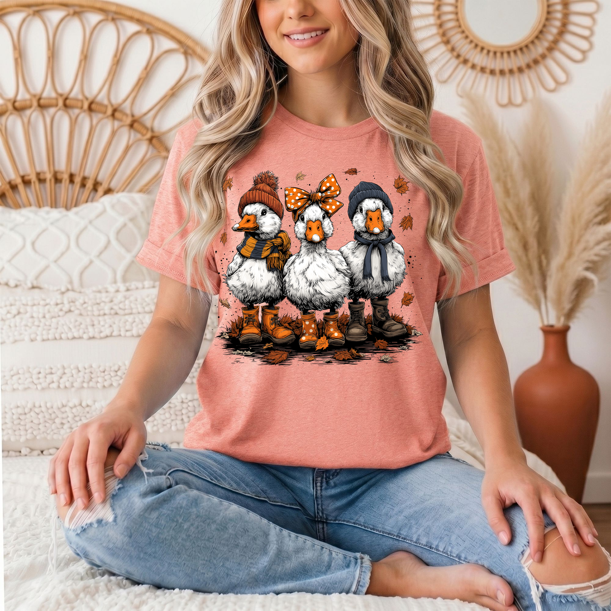 Autumn Duck Trio Boots & Bow Graphic Tee