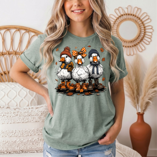 Autumn Duck Trio Boots & Bow Graphic Tee